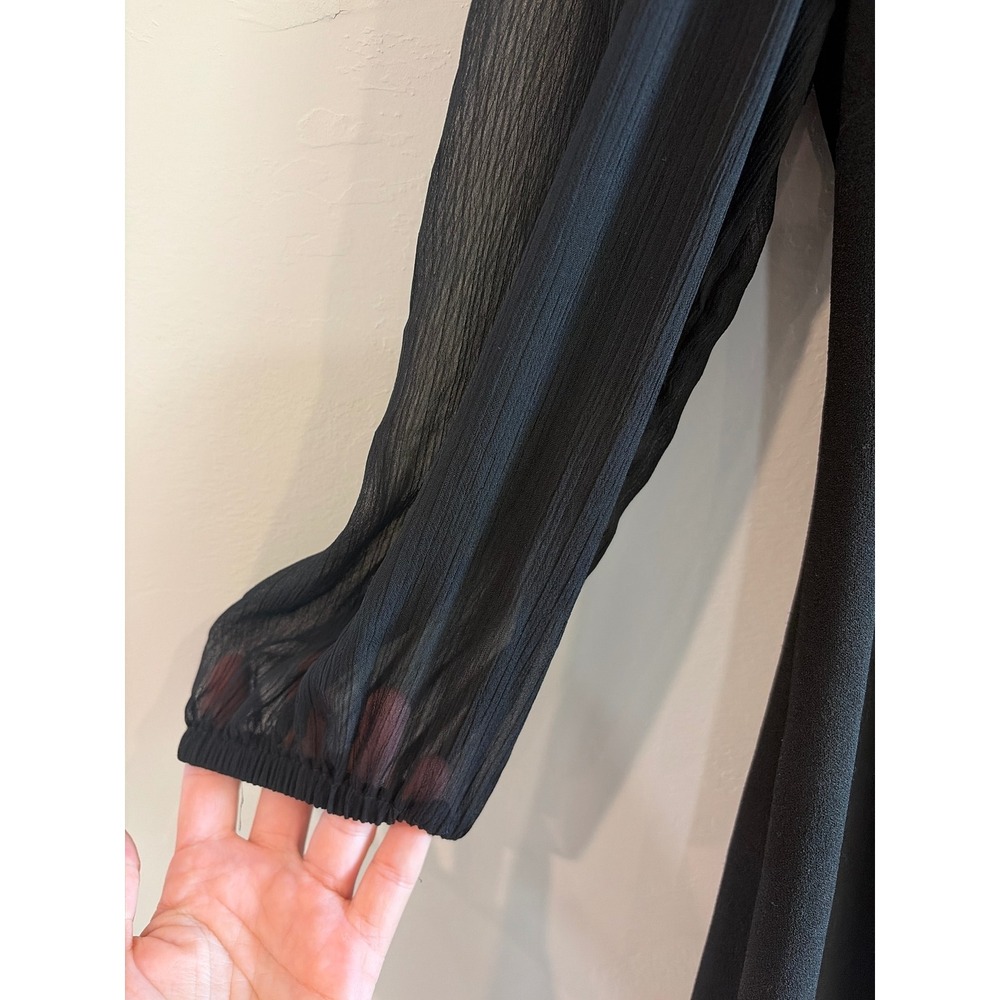Calvin Klein Black Mock Neck Tie Bow Sheer Sleeve Shift Dress CD3C1P2X Size 4 - Picture 6 of 10